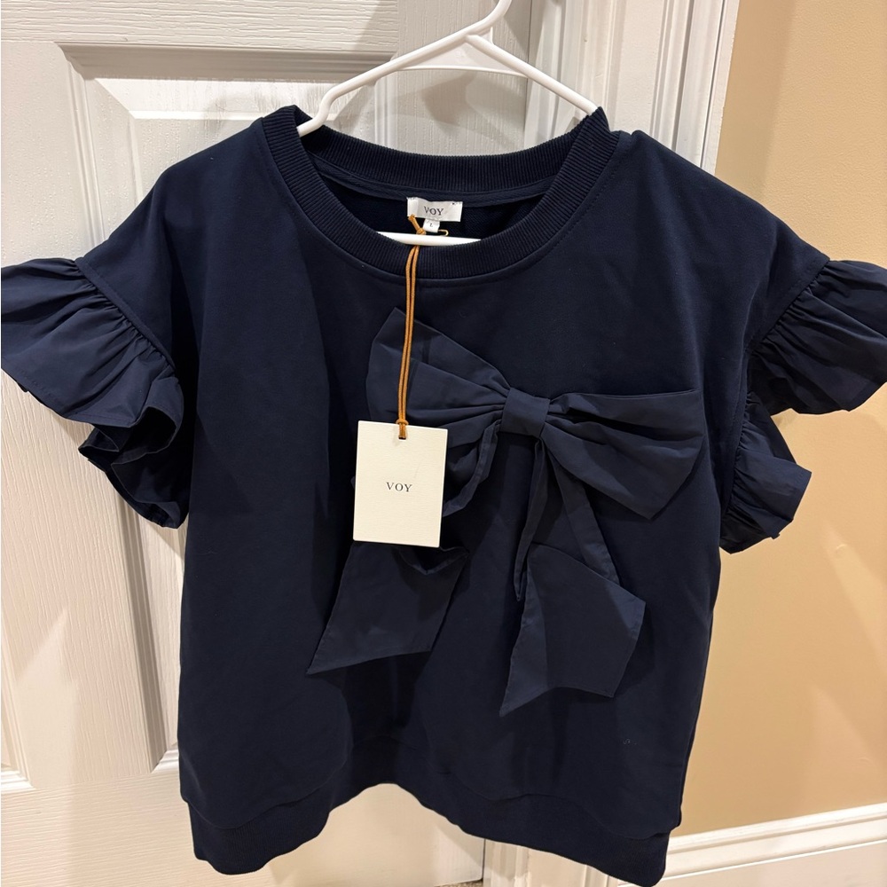 NWT Voy Ruffle Ribbon Bow Top - Picture 4 of 7